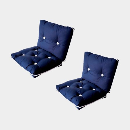 Båtdynor med kapok Moory, 45 x 76 x 8 cm, marinblå, dubbel, 2-pack