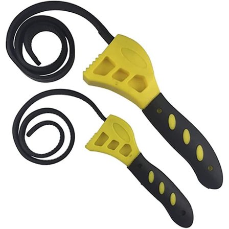 Sett med 2 stroppnøkler, justerbar skiftenøkkel med gummistropp, justerbar skiftenøkkel for å åpne krukker, rørfilteråpning