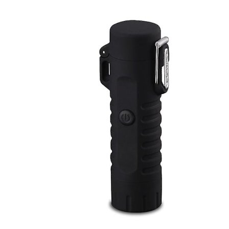 Utendørs camping lommelykt oppladbar dobbel bue flammefri lighter med lommelykt svart