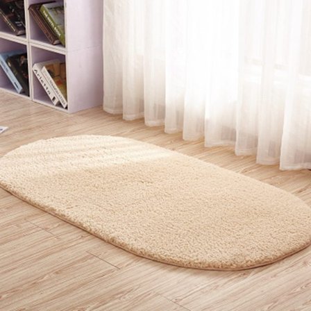 Oval tjock plyschmatta för vardagsrum sovrum-Kamel