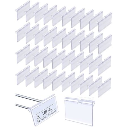 Etikettholder, 40 stk. Transparent plast etikettholder for kontor