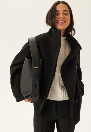 BUBBLEROOM High Neck Short Coat Black XL