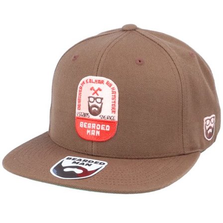 Bearded Man - Brun snapback Keps - Beard Label Patch Brown Snapback @ Hatstore