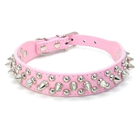 Spike Rivet Læder Hundekrave Kat Hund Lille Og Mellem Størrelse Husdyr-lyserød