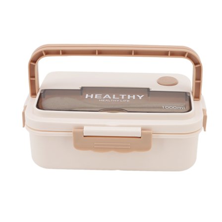 Beige 1000ml Mikrobølgeovn Sikker Plast 3 Rom Matboks for Barn og Voksne