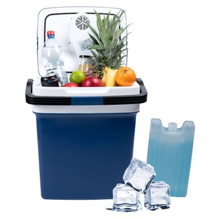 Bærbar bilkøler, 29L, 220-240V DC12V, varmefunktion, gratis indsats, blå