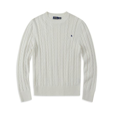 Polo Ralph Høst/Vinter Rund Hals Kabelstrikket Genser Casual Ull Pullover - Hvit - Størrelse M