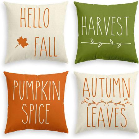18x18 Tums Set Av 4 Pumpkin Spice Thanksgiving Kudde