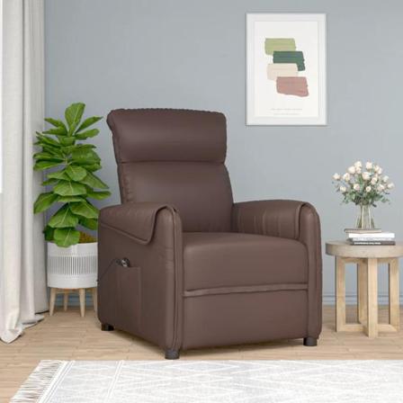 Vidaxl Elektronisk Reclinerfåtölj Brun Konstläder Brun