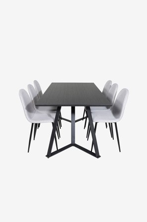 Venture Home - Spisegruppe Marina med 6 stk. spisestoler Polar - Svart - Spisegruppe 6 personer - Fra Homeroom