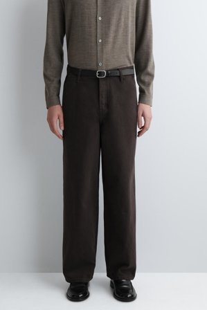 COS Men's Pantaloni In Denim A Gamba Larga in Marrone