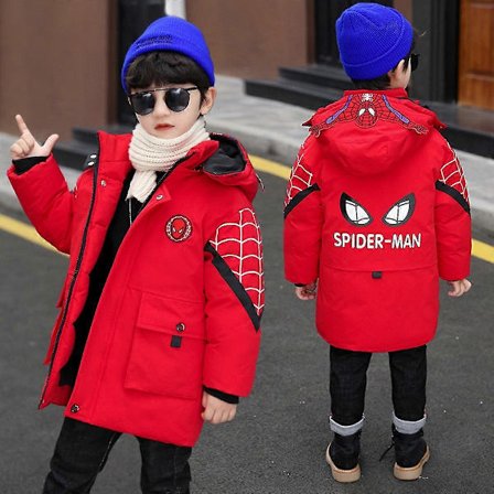 Spider-Man Hettejakke Barn Vinter Varm Frakk