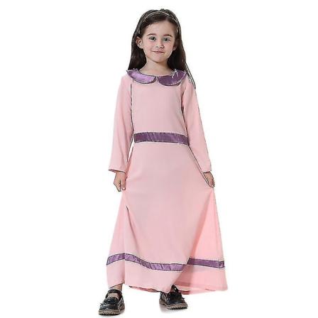2-16 år Pigers Muslimske Islamiske Kjole-c Pink 5-6 Years