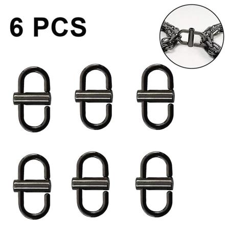 6 stk Justerbare Metallspenner for Kjedeveske, Kjedelinker Mini Klips for å Forkorte Lengden på Metallkjeden - Svart black