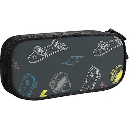 k1012 Penalhus med Stor Kapacitet med 2 Rum, Graffiti Skateboard Penalhus Taske Organizer Til Skole & Kontor, Graffiti Skateboard