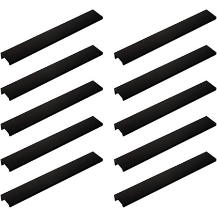 Sett med 10 Sorte Håndtak Sorte Møbelhåndtak - Usynlige Håndtak Sorte Kjøkkenmøbelhåndtak Matte Sorte Møbelhåndtak i Aluminiumlegering Ce