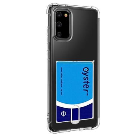 Cover med kortholder - Samsung Galaxy S20 Transparent/Genomskinlig