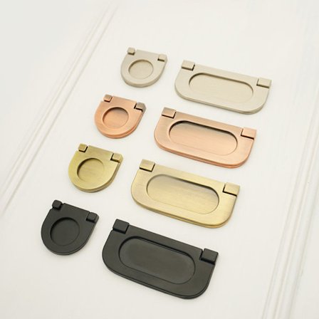 8 stk usynlige håndtak - Kjøkken skap skuffedør håndtak knotter 75mm/35mm - Trekk med skruer - Horisontal kjøkkenskap maskinvare skuff Han