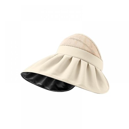 Storbremmet Foldsom Solskærm til Kvinder UPF50+ UV Beskyttelse (Beige)