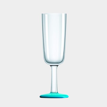 Champagneglas i plast Palm Flute Bleu Lagon, non-slip, transparent/turkos, 18 cl