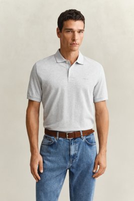 GANT - Tofarget poloskjorte til herre grey melange