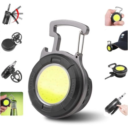 Mini LED Ficklampa COB Portabel Arbetslampa Liten Nyckelring Vattentäta Ficklampor Uppladdningsbar LED Arbetslampa Flasköppnare för Camping 