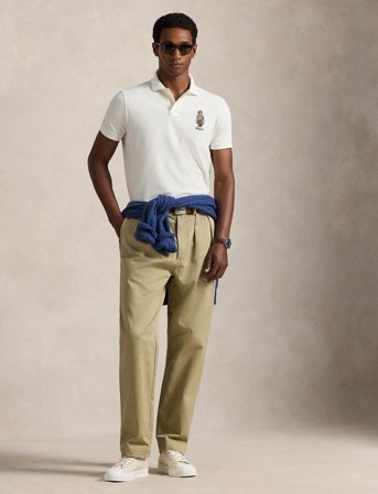Polo Ralph Lauren Custom Slim Fit Polo Bear Polo Shirt - Cream - XXL