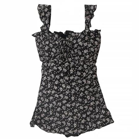 Kvinners Endelt Floral Badedrakt Elegant Svømmedrakt Ryggløs Badetøy Svart 64X35X1CM Black 64X35X1CM