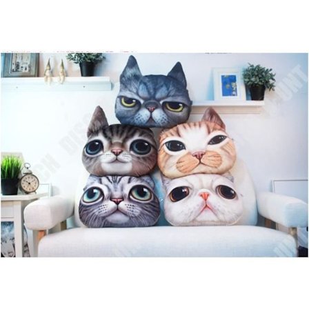 Kuddöverdrag - TD - Rolig 3D - Söt katt - 33x38cm - Grå