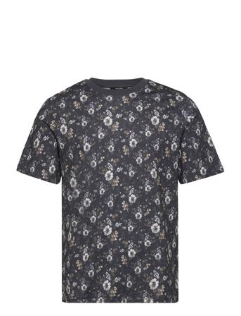 Jprblatropic Digital Print Ss Tee T-shirts Short-sleeved Svart Jack & J S*Betinget Tilbud