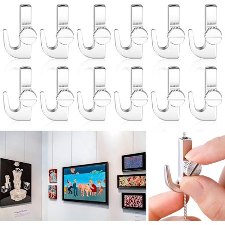 12 stk. Justerbare Kroge til Galleri Billedophængningssystem Billedskinnekroge Ophæng til Udstilling Kunstgalleri Tilbehør
