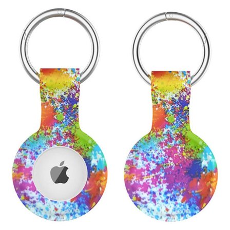 AirTags-mönstrat silikonskydd med nyckelring - Färgfläck
