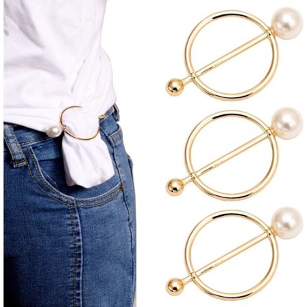 5 stk. Guld Zinklegering Kvinder Piger Perler Rund Cirkel Tørklæde Ring Tørklæder Talje Spænde Silke Lås Clips Tøj Ring Wrap