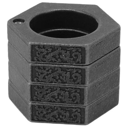 Hexagonala försvarsringar i aluminiumlegering, blank nödhammare, antik silver