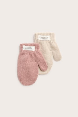 Newbie | Neulotut lapaset, 2-pack | Pinkki