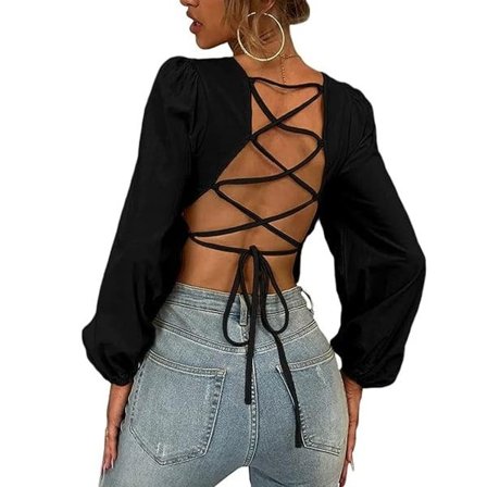 IC Sexy Topit Naisille Pitkähihainen Avoselkäinen Pusero Iso[HK]