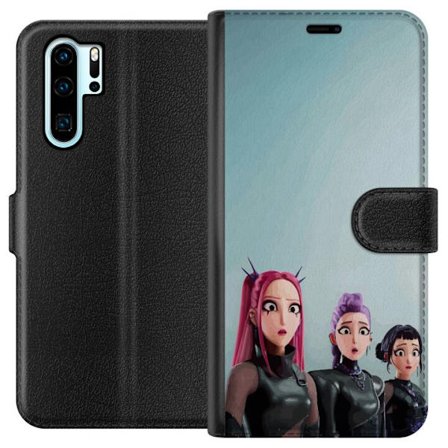 Kompatibelt Lommeboketui til Huawei Huawei P30 Pro Tre animerte kvinner med fargerikt hår i futuristisk stil og overraskede uttrykk