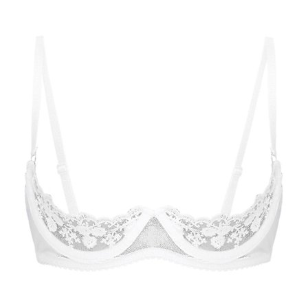 Dame 1/4 Cup Bøyle BH Halterneck O Ring Gjennomsiktig Blonde Push Up BH Undertøy Bryst Åpen BH Undertøy Xinmu