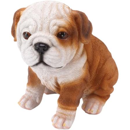 Englanninbulldoggin pentusta esittävä patsas, realistinen hartsista valmistettu bulldoggipatsas