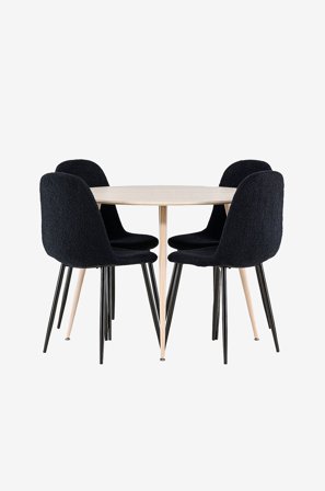 Venture Home - Plaza spisebord med Polar spisestol - Svart - Spisegruppe 4 personer - Fra Homeroom