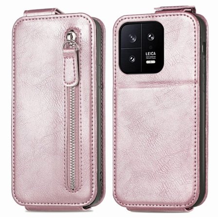 Vertical Flip Phone Suojakotelo With Zipper For Xiaomi 13 - Ruusukulta