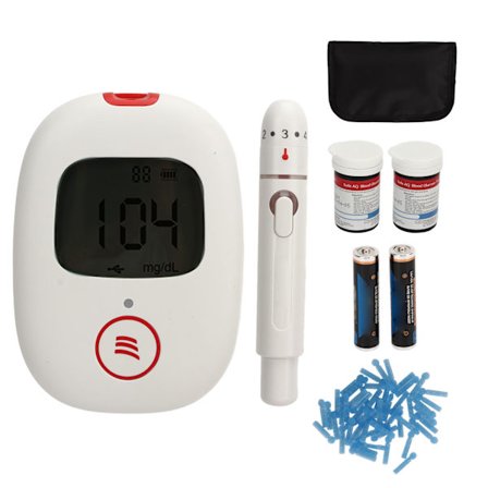 Blodsukkermåler Kit Høj Præcision Diabetesforsyninger Blodsukker Test Kit med 50 Teststrimler 50 Lancetter Type 1