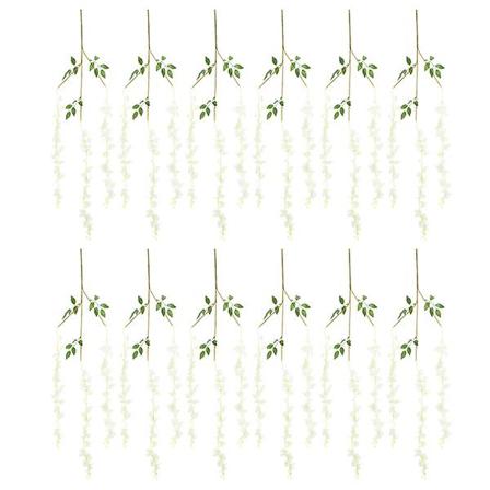 12 stk Kunstige Hengende Wisteria Simulert Wisteria Blomst Hengende Blomsterdekor Hvit 110X5CM White 110X5CM