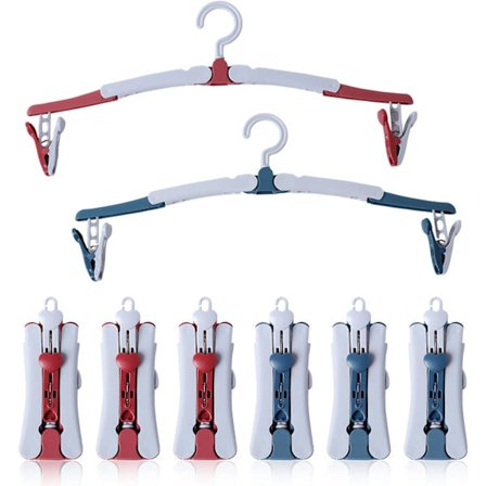 Fällbara klädhängare, 8 st resehängare med klämmor 360 grader