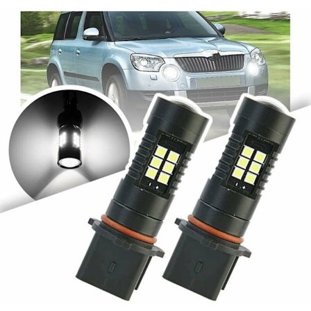 Drl 2-pak Dagkjørelys for Skoda Yeti Før-LCI 2010 2011 2012 2013 P13W 12277 SH23W Xenon Hvit Canbus LED Dagkjørelys