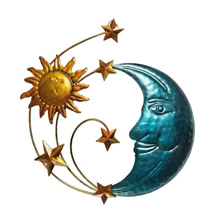 Måneansikt Sol Stjerne Dekorasjon Hjemmekontor Stue Bad Innendørs Utendørs Metall Veggkunst Hengende Ornament Anheng Jernhåndverk