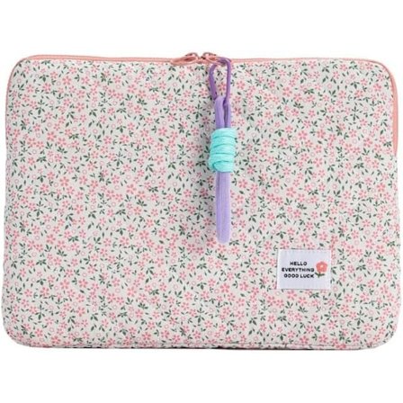 Sød blomstret bærbar computertaske piger Preppy laptop etui japansk æstetik pude beskyttende tablet (pink, 13 tommer)