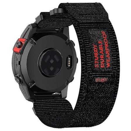 Garmin Fenix 7X/7X Pro/Instinct 2X/Quickfit 26mm nailoninen tarrakiinnitteinen ranneke - musta