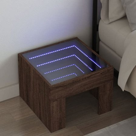 Maison Exclusive - Sängbord med oändlig LED ekbrun 40x40x30 cm