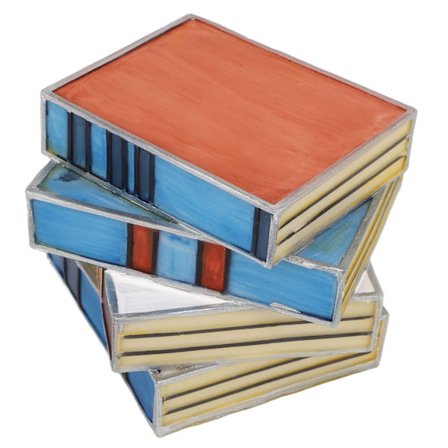(Levereras inte med batterier) FÄRGAT GLAS STAPLADE BÖCKER LAMPA Färgad harts (observera att batterier inte levereras vid beställning)